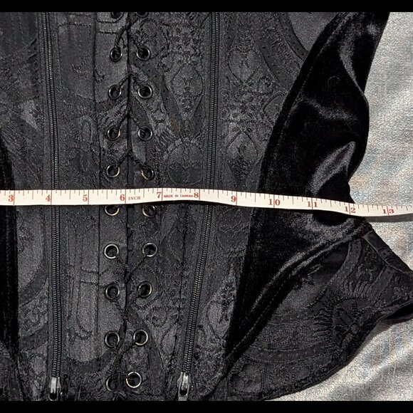 Vintage Lip Service Velvet Cathedral Peplum Bustier Black Medium - Picture 5 of 11